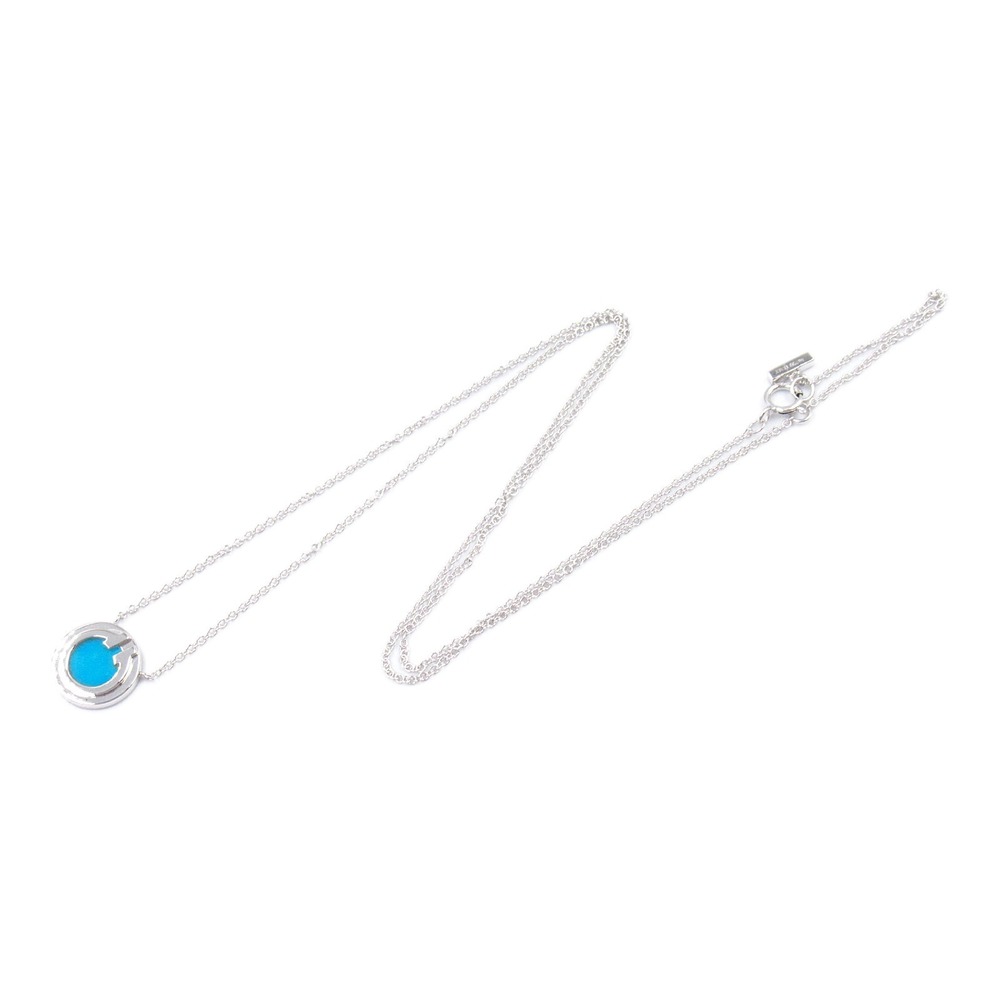 Tiffany Turquoise Circle Pendant Necklace White Gold Turquoise Blue